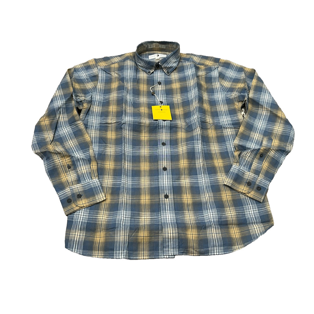 Duck Head Mens Vintage Blue Hemlock Plaid Slub Button Down Pocket Shirt Size M‎